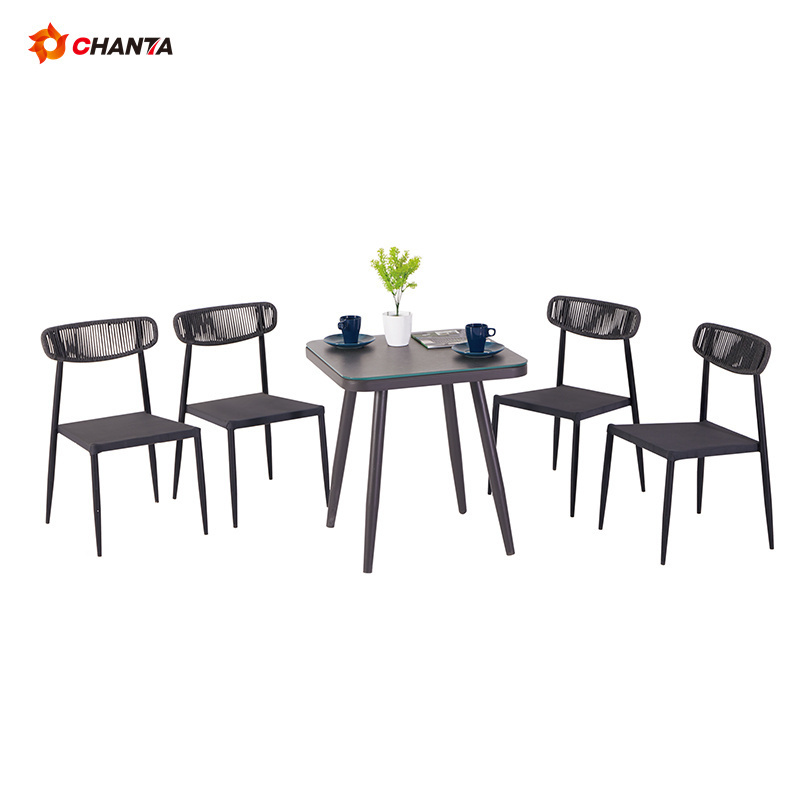 Outdoor Dining Table and Chair Modern Garden Furniture Set Luxury The cane makes up furniture