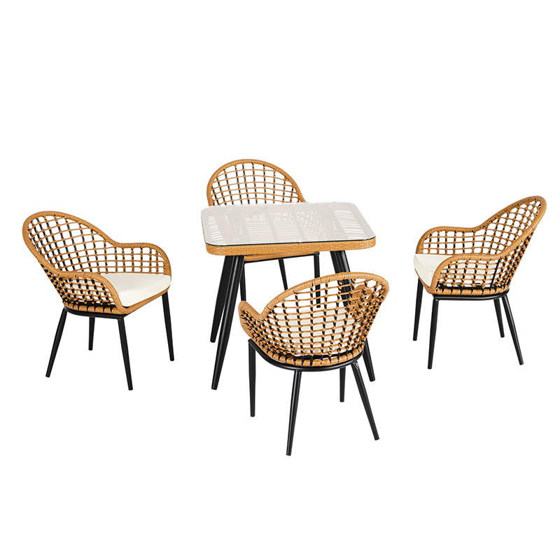 Cheap Price Patio Outdoor Furniture Garden Set Rope Ratan Furnitures Strong Modern Teak Sectional Wicker Rattan Dining Set