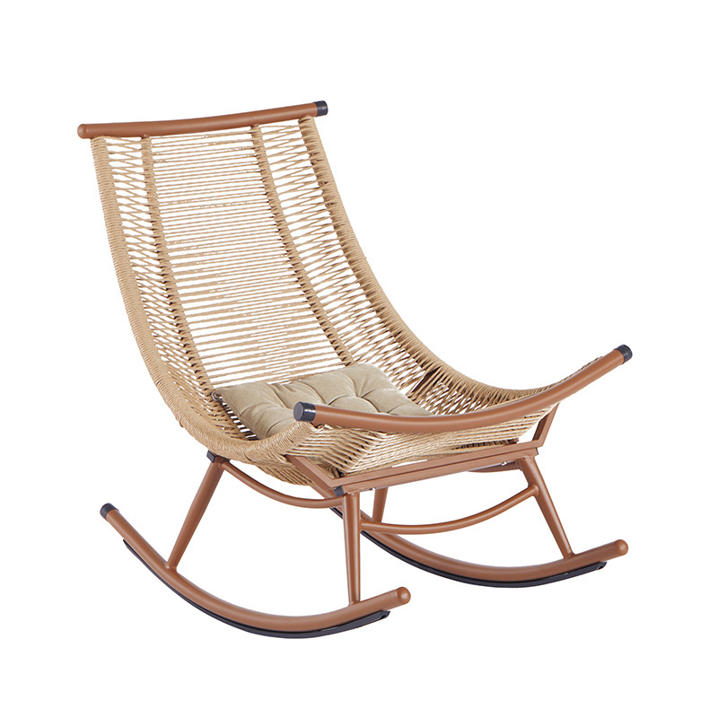 Retro Leisure High Back Hotel Garden Woven Rattan Chaise Lounge Sofa Chair