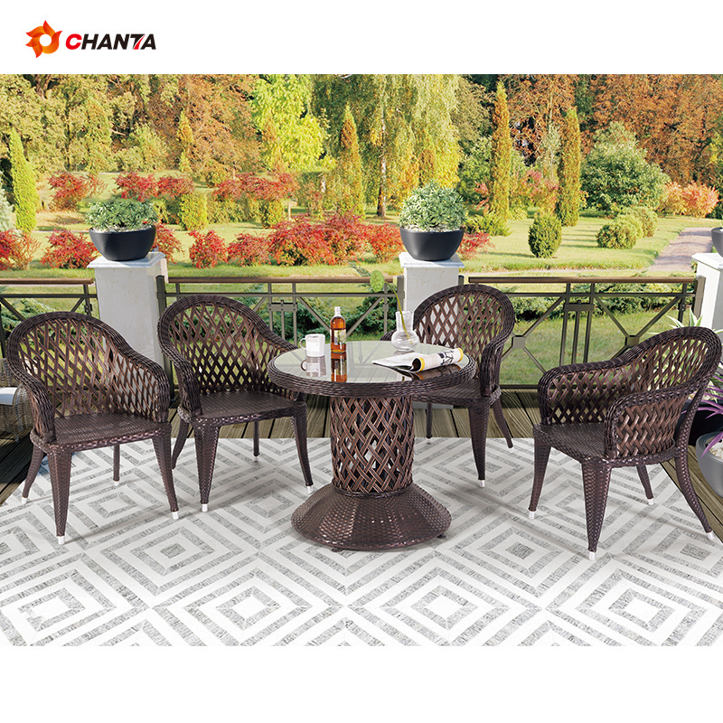 Outdoor Dining Table and Chair Modern Garden Furniture Set Luxury The cane makes up furniture