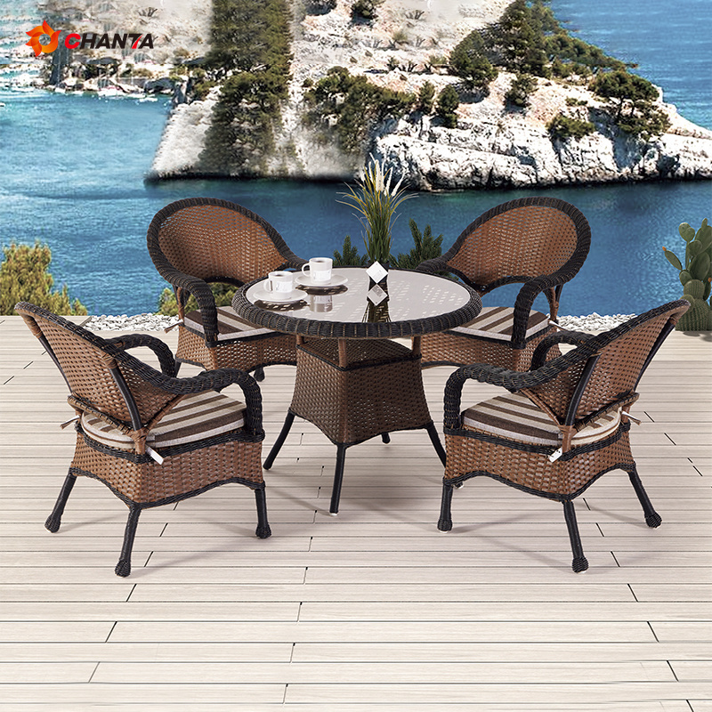 Outdoor Dining Table and Chair Modern Garden Furniture Set Luxury The cane makes up furniture