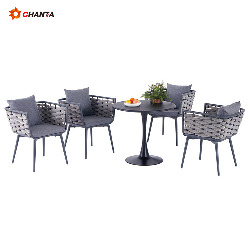 Outdoor Dining Table and Chair Modern Garden Furniture Set Luxury The cane makes up furniture