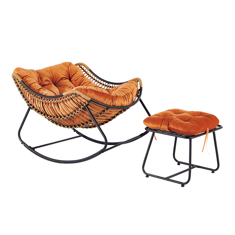 Retro Leisure High Back Hotel Garden Woven Rattan Chaise Lounge Sofa Chair