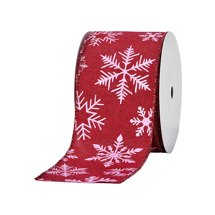 Wholesale Christmas Wired Edge Ribbon 2.5 Inch High Quality Customized Printed Christmas ribbon