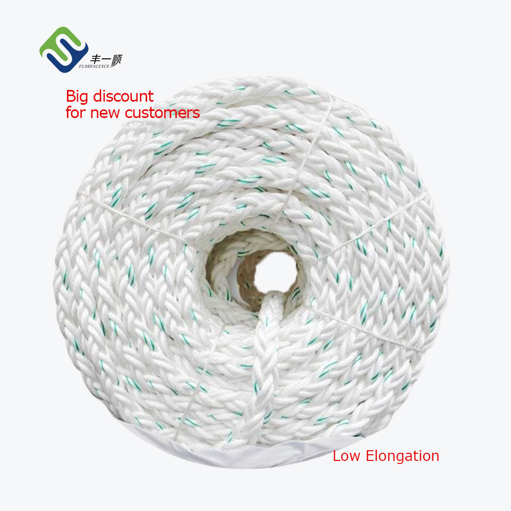 Polypropylene 8 Strand Braided 56mm*220m Floating Rope for Ship Mooring Barging