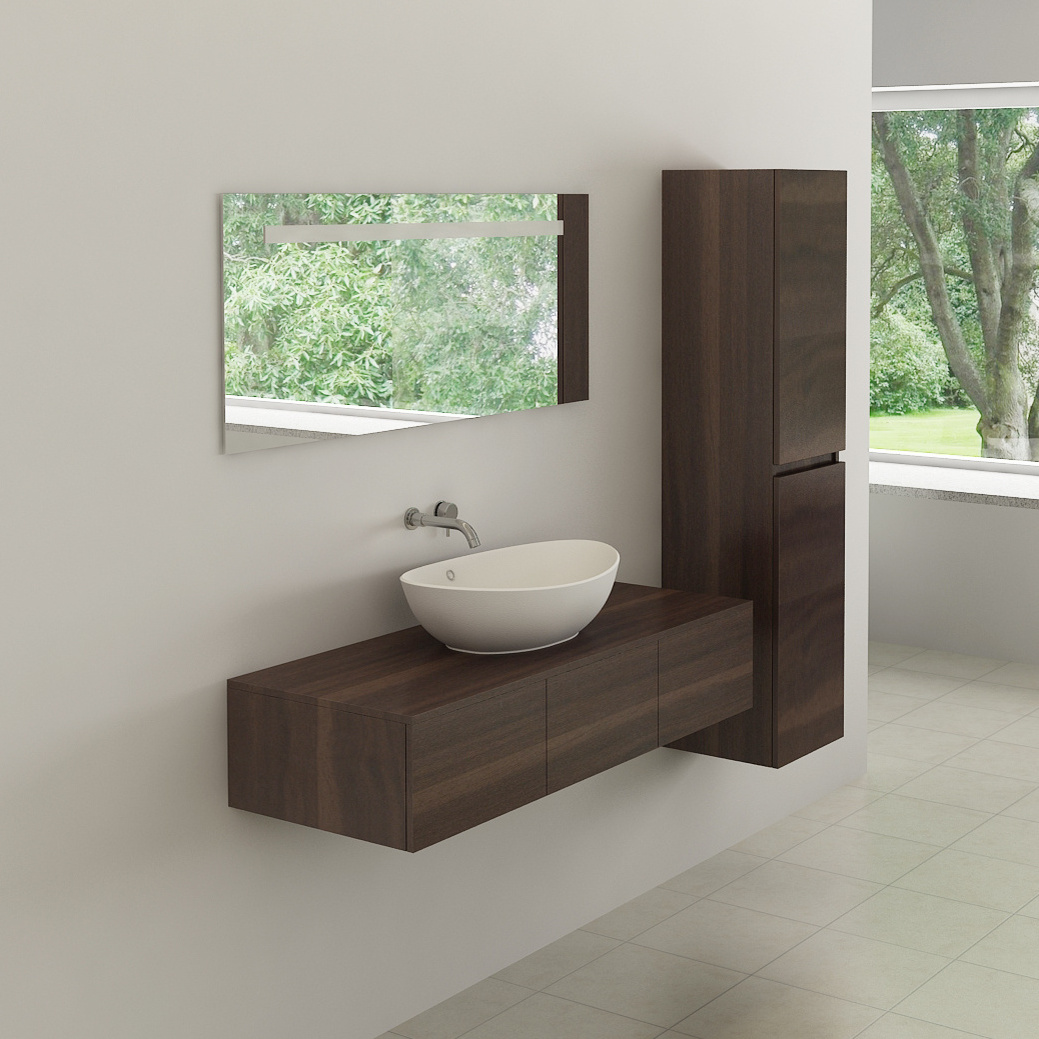 BELLAGIO Modern design cabinet,  Dark wood color bathroom furniture,wall mounted vanity