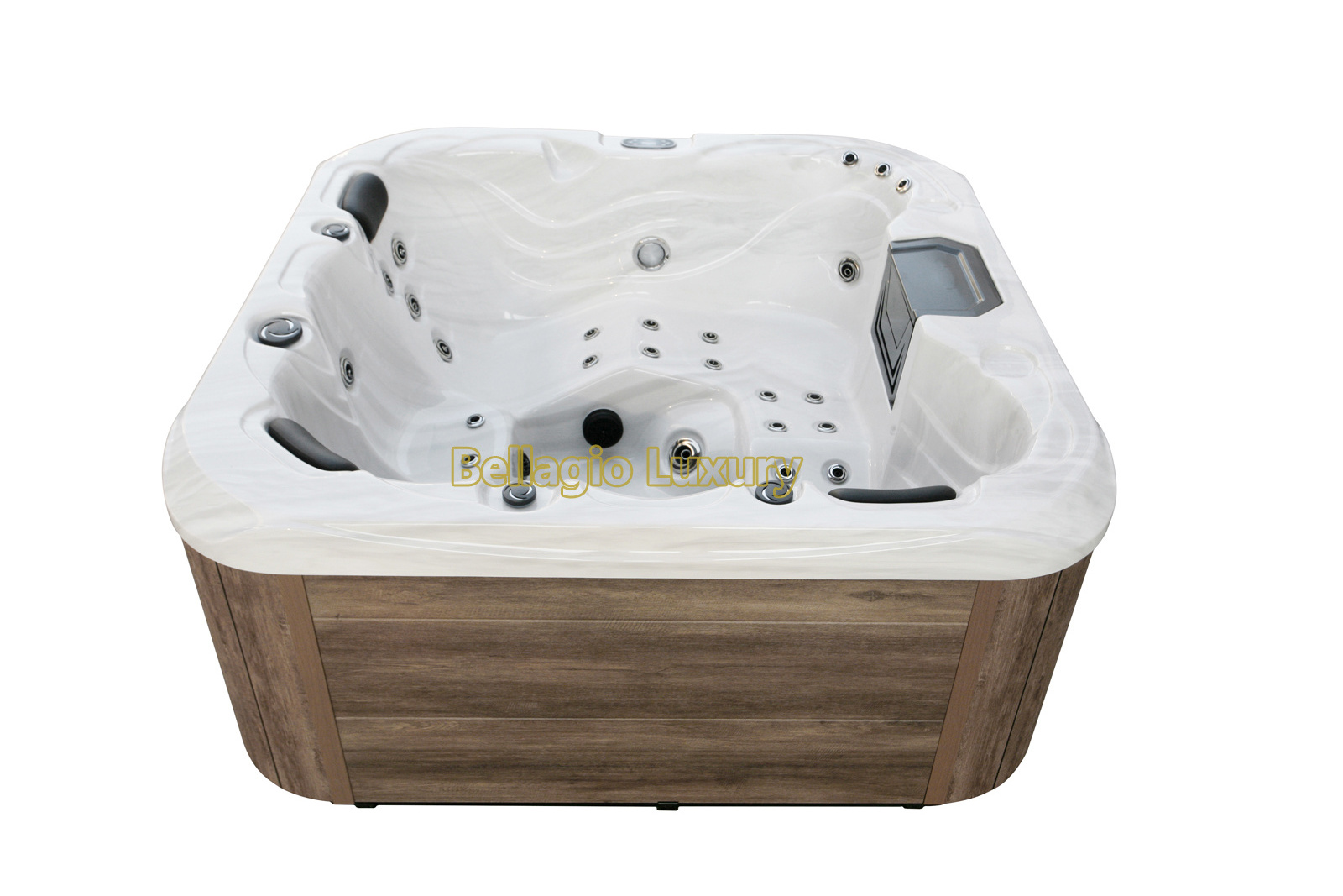 BELLAGIO Modern Freestanding Hot Tub with Brown Cabinet CE Certified Balboa Control System for Outdoor and Bath Use