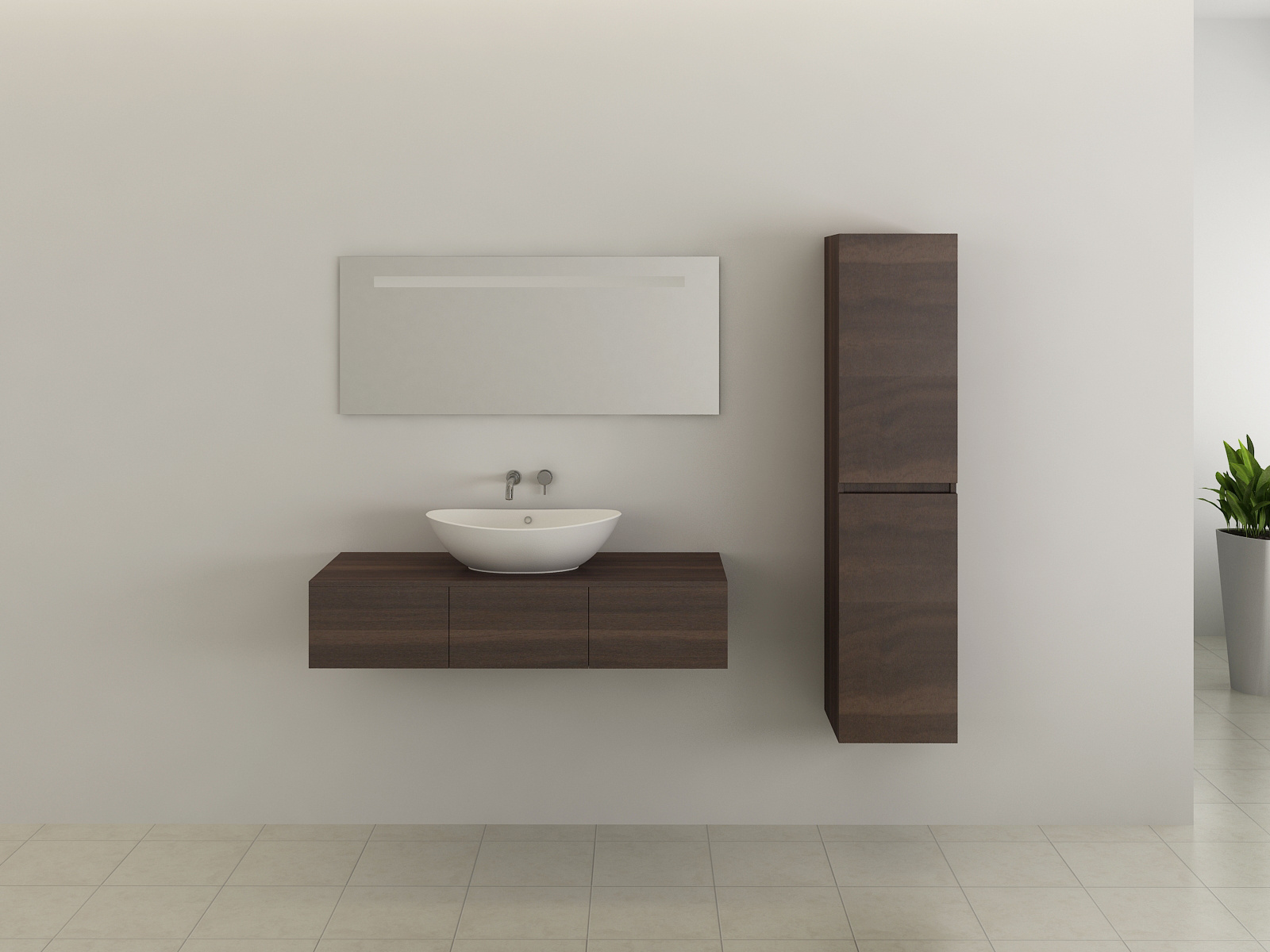 BELLAGIO Modern design cabinet,  Dark wood color bathroom furniture,wall mounted vanity