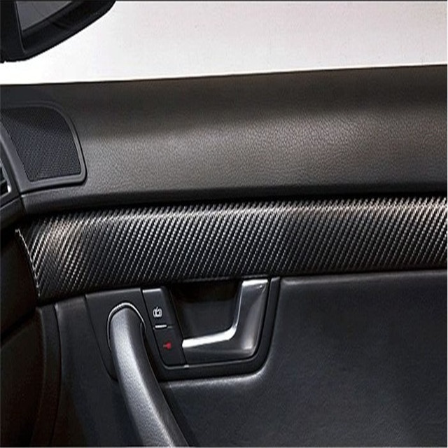 Self Adhesive PVC Material Car Decoration Air Release Black 3D Carbon Fiber Vinyl Film Wrapping Film