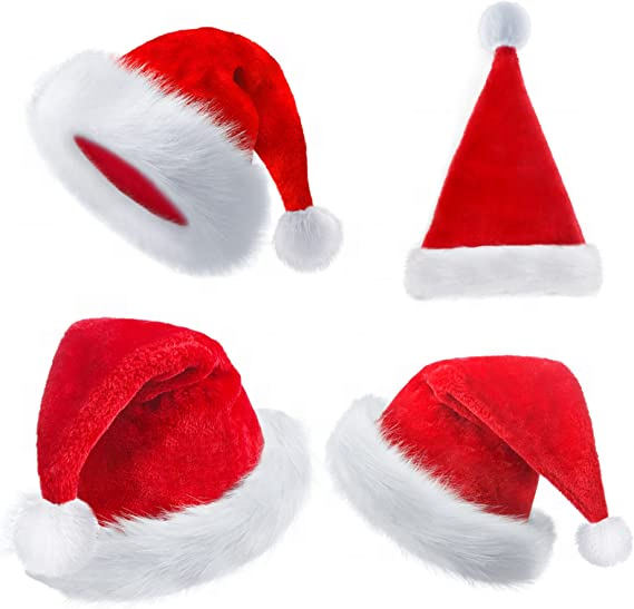 Christmas Hat, Santa Hat Xmas Holiday Hat for Adults Unisex Velvet Comfort Christmas New Year Festive Holiday Party Supplies