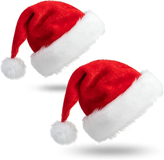 Christmas Hat, Santa Hat Xmas Holiday Hat for Adults Unisex Velvet Comfort Christmas New Year Festive Holiday Party Supplies