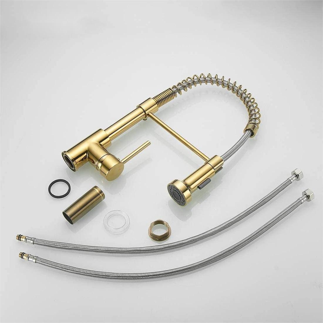 Gold 304 Stainless Steel kitchen taps Pull Out pull down Kitchen Mixer Sink Faucets With Sprayer