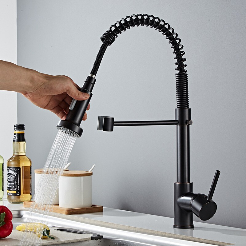 Gold 304 Stainless Steel kitchen taps Pull Out pull down Kitchen Mixer Sink Faucets With Sprayer