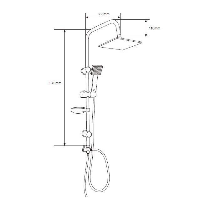 China Manufacture ABS Chromed Top Shower Shower Column with 1.5m 0.5m Stainless Steel Shower Hose