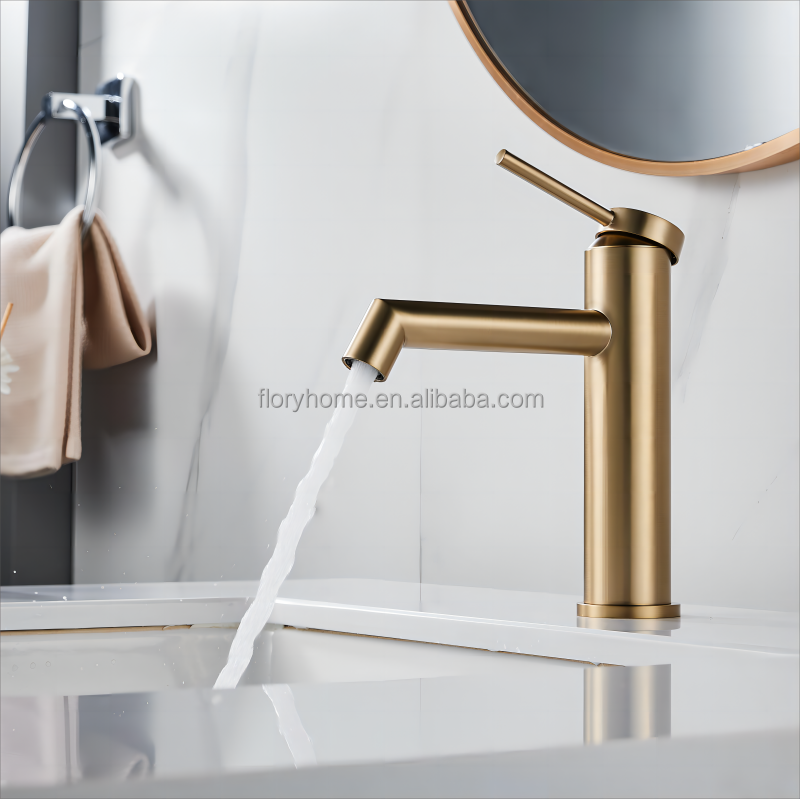 Factory New Design Brushed Gold Gun Metal Brass Bathroom Basin Faucet