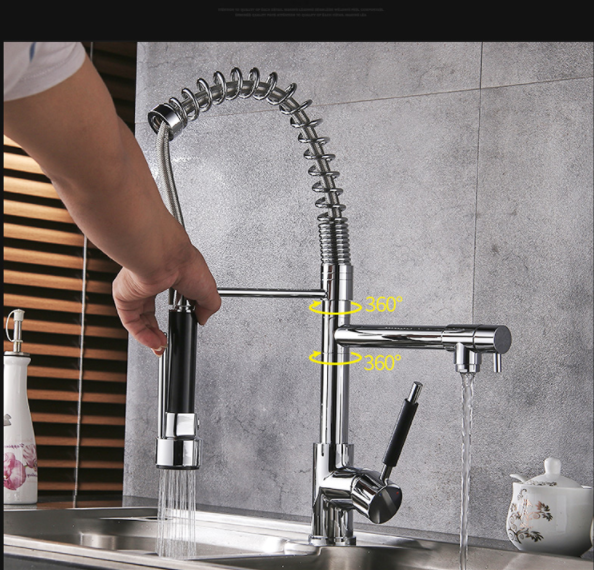 Hot Sale 360 Degree Rotating Pull Out Kitchen Faucet Deck Mounted Single Handle Kitchen Tap