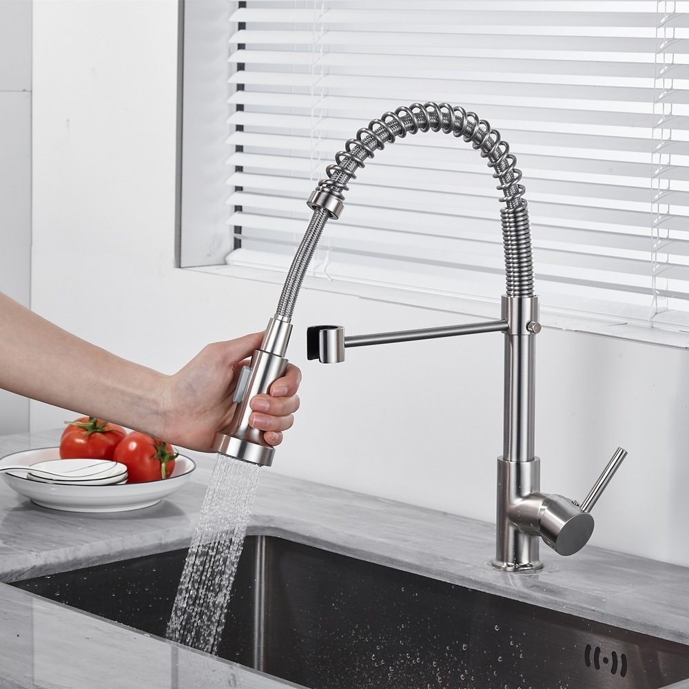 pull out brass hot and cold water kitchen faucet