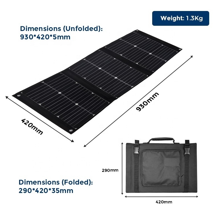 60W Foldable Solar Panel Monocrystalline Solar Charger For Power Station 12V Battery Outdoor Camping Vanlife Rv Off Grid