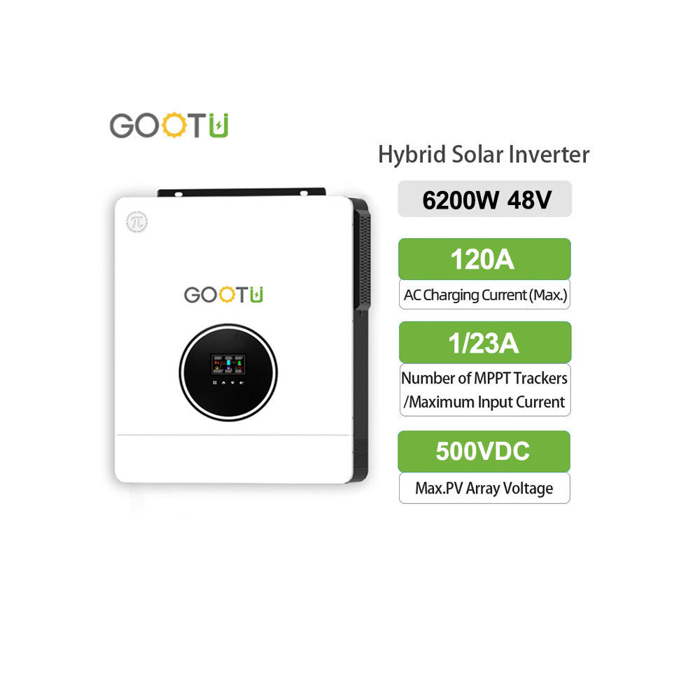 GOOTU  In Stock 6.2KW Hybrid Solar Inverter 48V 120A MPPT Charge Controller 230VAC One Phase Inverter