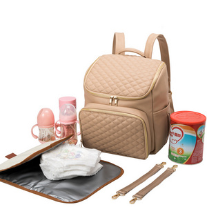 Customized PU Leather Diaper Bag Fashion Baby Nappy Storage Backpack For Mummy