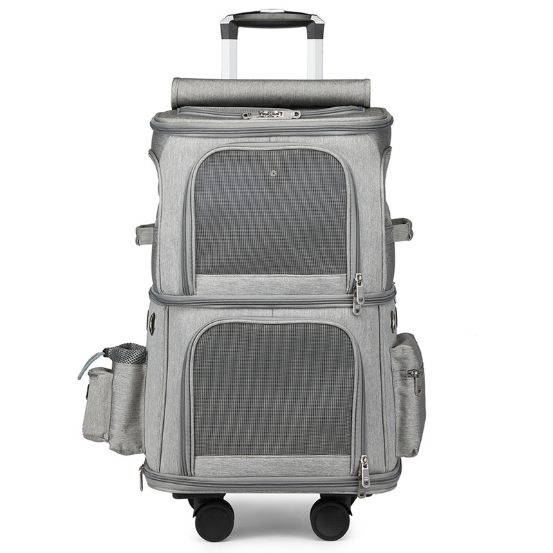 Double Layer Dog Cat Carrier Bag With Wheels High Quality Portable Pet Trolley New Arrival