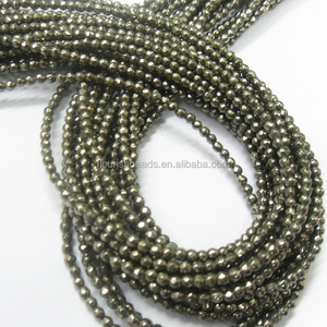 2mm~12mm Faceted Natural Pyrite Round Beads