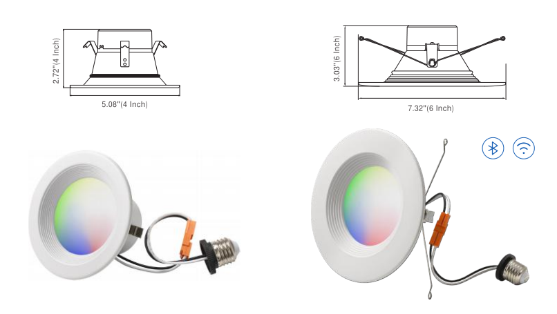 USA IN STOCK RGB 6 Inch 10W Recessed Downlight Wi-Fi LED Can Lights APP Control Compatible with Alexa