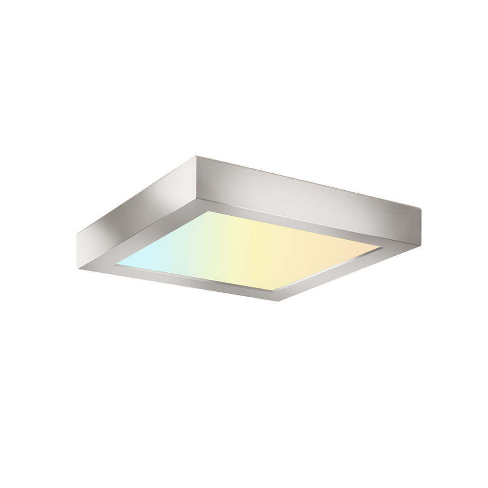 7 Inch Square Brush Nickel Ceiling Lights For Living Room Cct Selectable Surface Mount Light