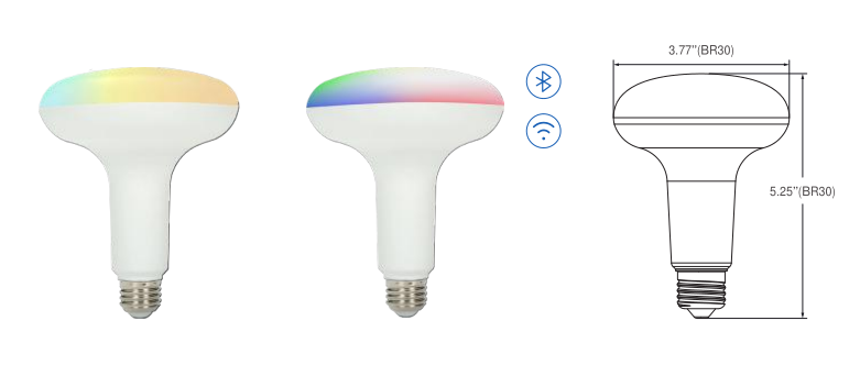 Smart Lamp Br30 Alexa Assistant Residential Led Smart Bulb 15w Rgb Wifi Bulb Remote Control Dimmer Led Light