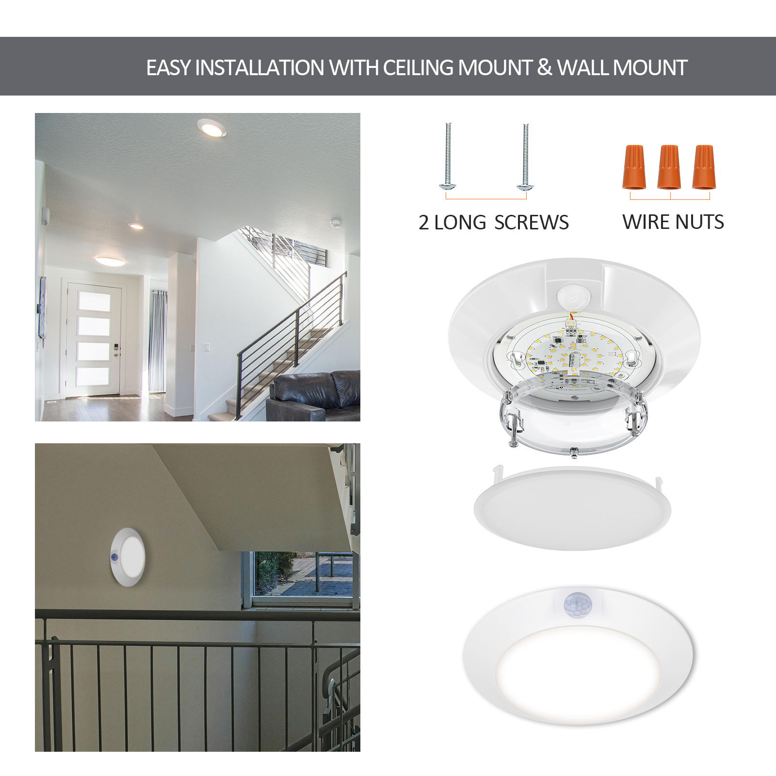 Energy Star & ETL Listed 4 6 Inch Dimmable Recessed Lighting 3000K Round LED Disk Light with Motion Sensor