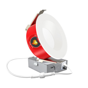 4 Inch Smooth Trim LED Fire Rated Recessed Lights with Junction Box, 5CCT 2700K/3000K/3500K/4000K/5000K, 2 Hour Fire Rating