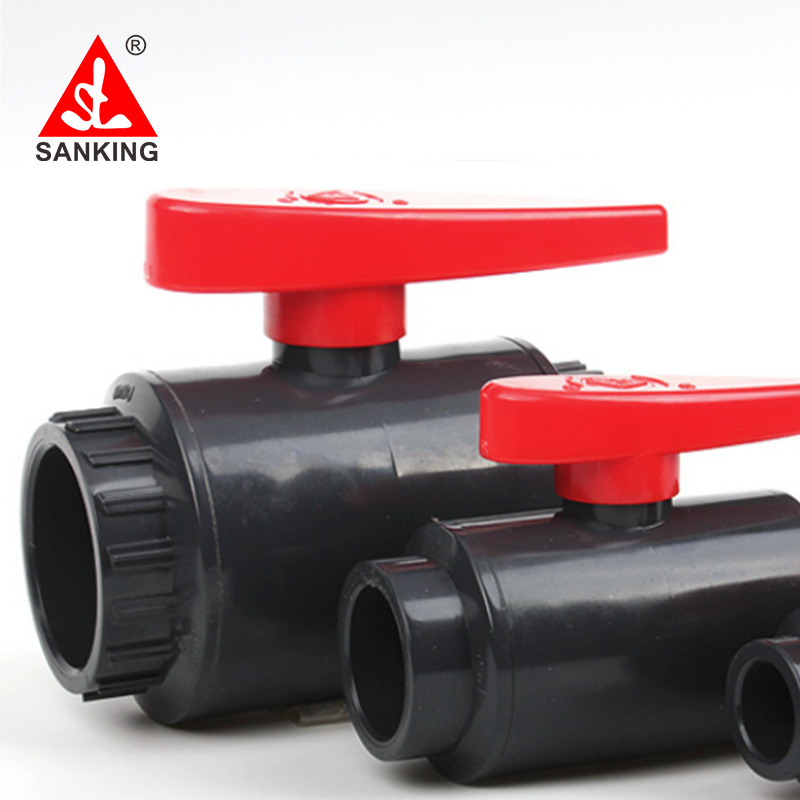 Sanking UPVC 20-63mm T Handle Compact Ball Valve  Plastic UPVC CPVC  PVC Ball Valve PVC Long Handle Ball Valve