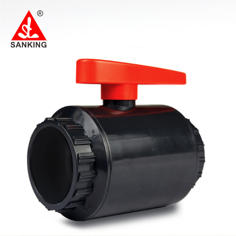 Sanking UPVC 20-63mm T Handle Compact Ball Valve  Plastic UPVC CPVC  PVC Ball Valve PVC Long Handle Ball Valve