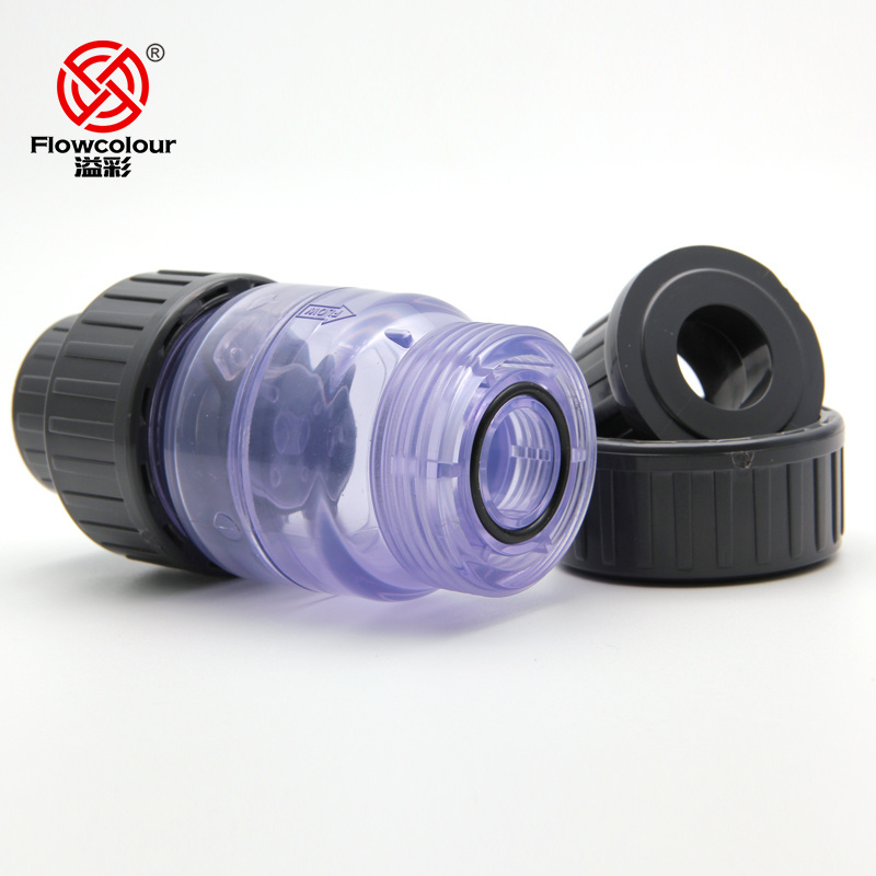 25-32mm PVC  Union Swing Check Valve  One Way Check Valve  Plastic Check Valve Flowcolour