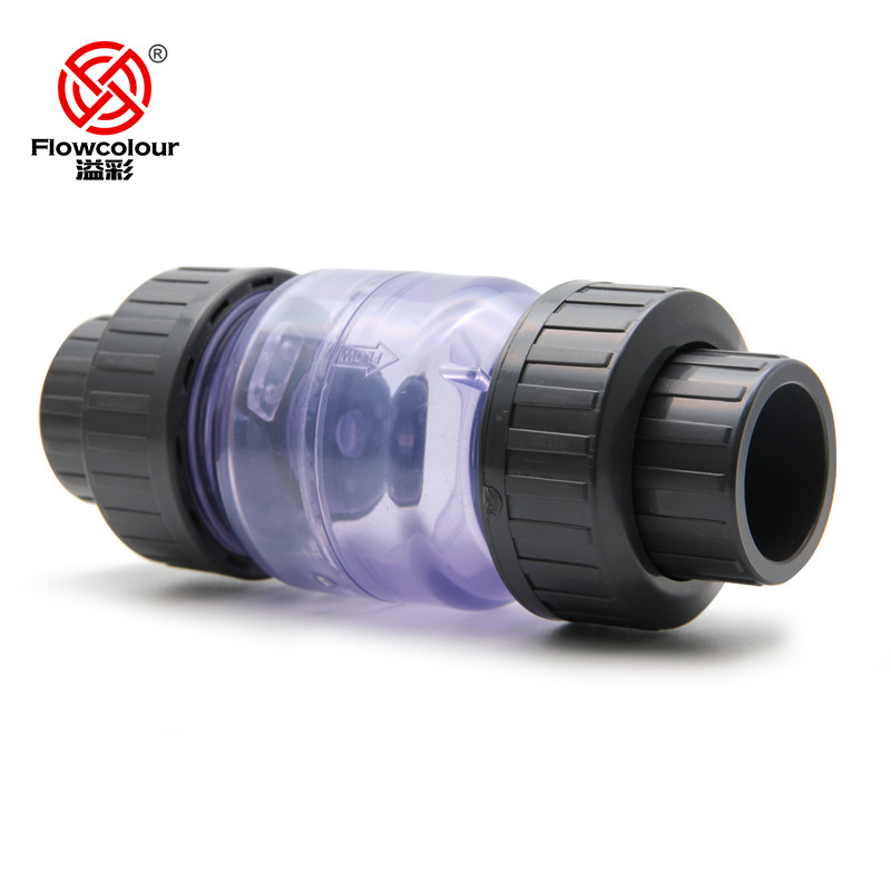 25-32mm PVC  Union Swing Check Valve  One Way Check Valve  Plastic Check Valve Flowcolour