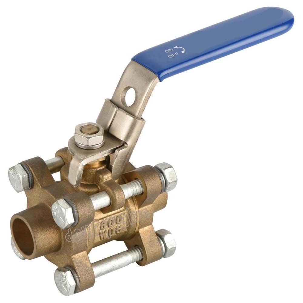 OEM China Factory forged brass 3pcs ball valve with steel handle