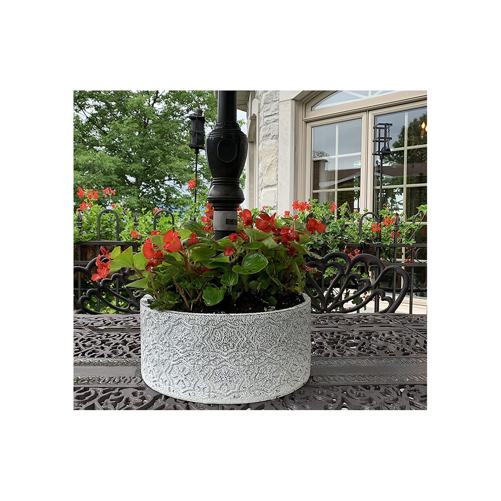 disassemble decorative large wrap around umbrella table weatherproof resin outdoor planter with drainage hole