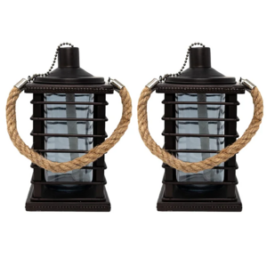 Torches Garden Table Tiki Torches  Black Metal Cage tabletop oil torch