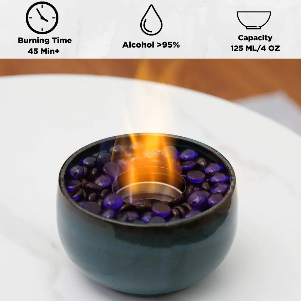 Ceramic Tabletop Fire Pit -Fireplace Indoor Outdoor Decor -Portable Rubbing Alcohol Tabletop Fire Pit