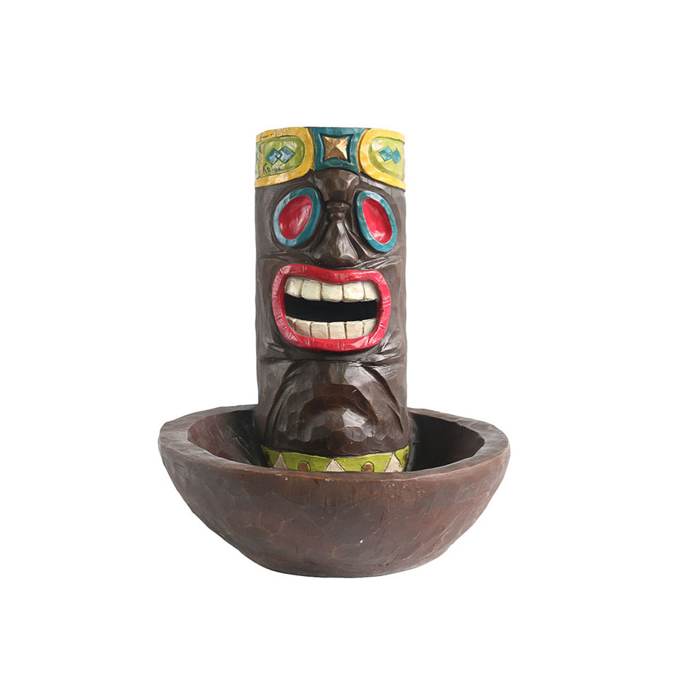 Tropical funny garden decor Indoor tiki theme fountain water feature mist fountain with fogger mister