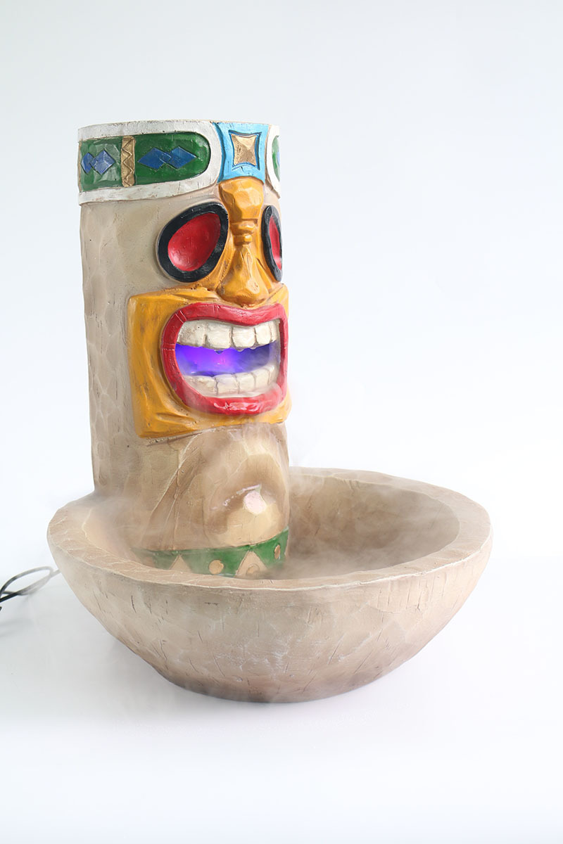 Tropical funny garden decor Indoor tiki theme fountain water feature mist fountain with fogger mister