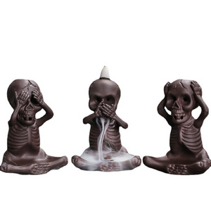 Home Decor Backflow Incense Burner Waterfall Incense Holder Cones Ceramic Smoke Fountain for Halloween Gifts Candle Holder