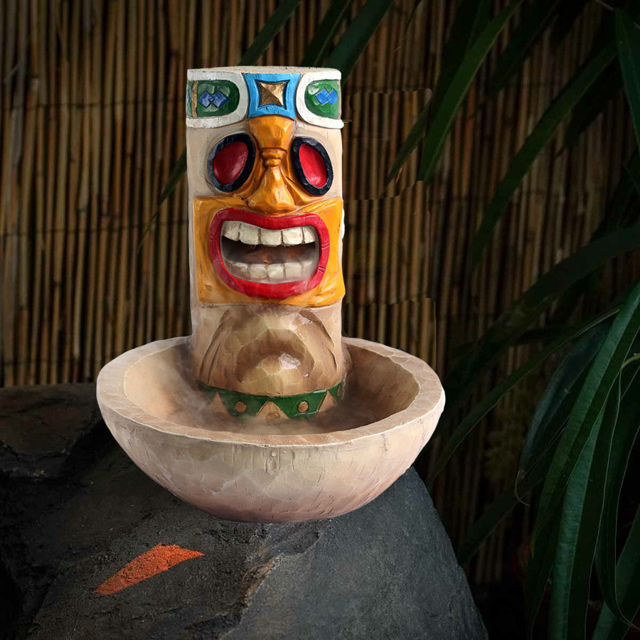 Tropical funny garden decor Indoor tiki theme fountain water feature mist fountain with fogger mister