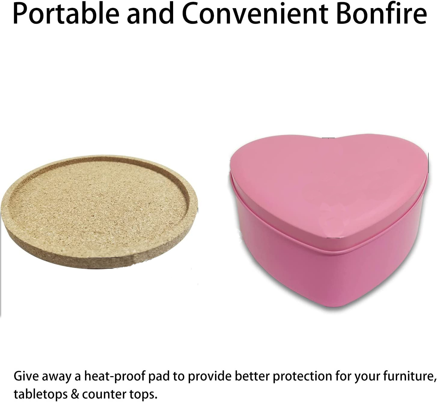 Portable Campfire Bonfires 2 Pack of Tabletop Fire Pit Pink Heart Shape Birthday Party Gifts for Home Restaurant Decoration