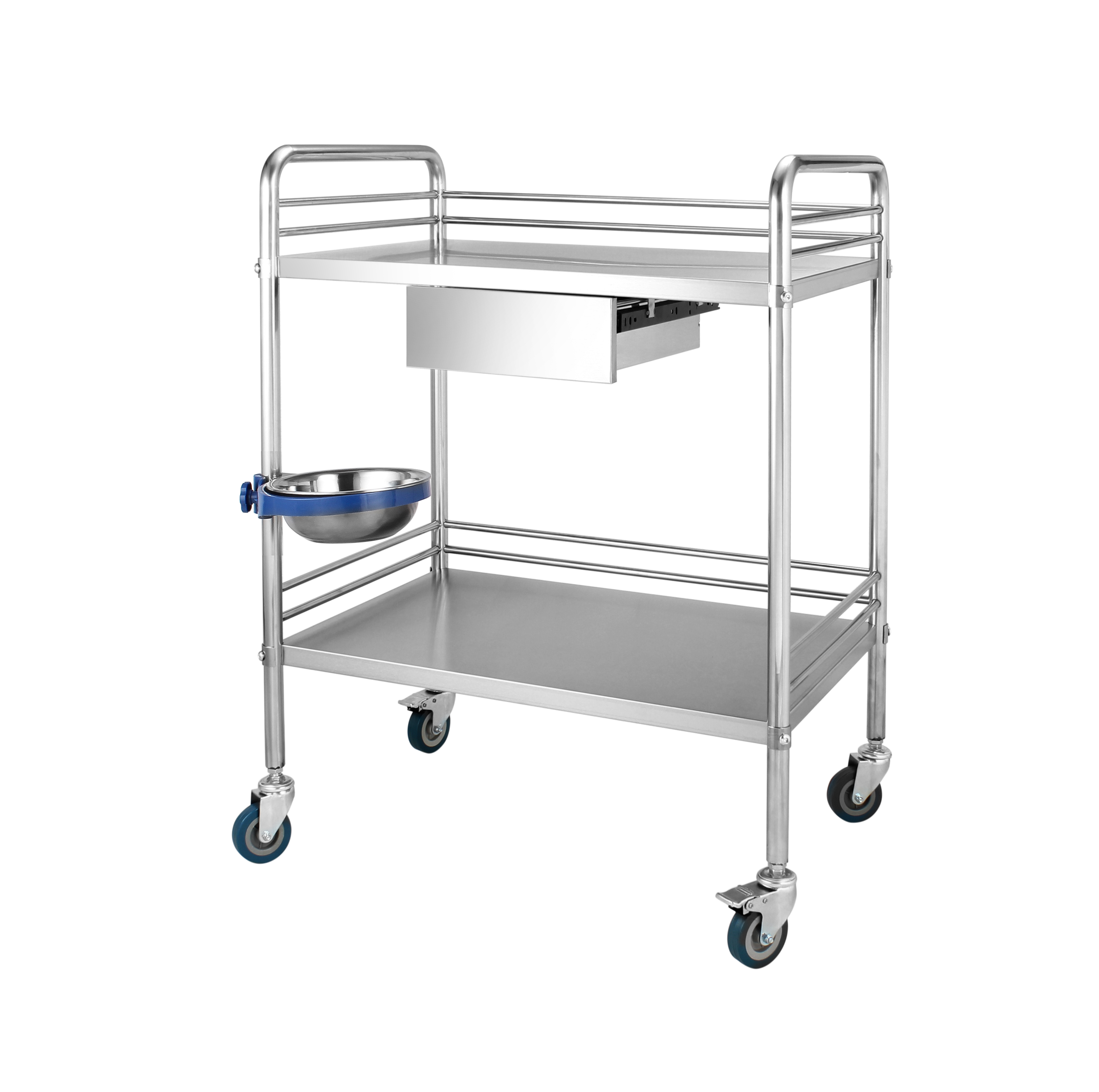 Stainless Steel Hospital Medical Cart Treatment Trolley with Drawer