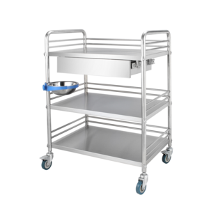 Stainless Steel Hospital Medical Cart Treatment Trolley with Drawer