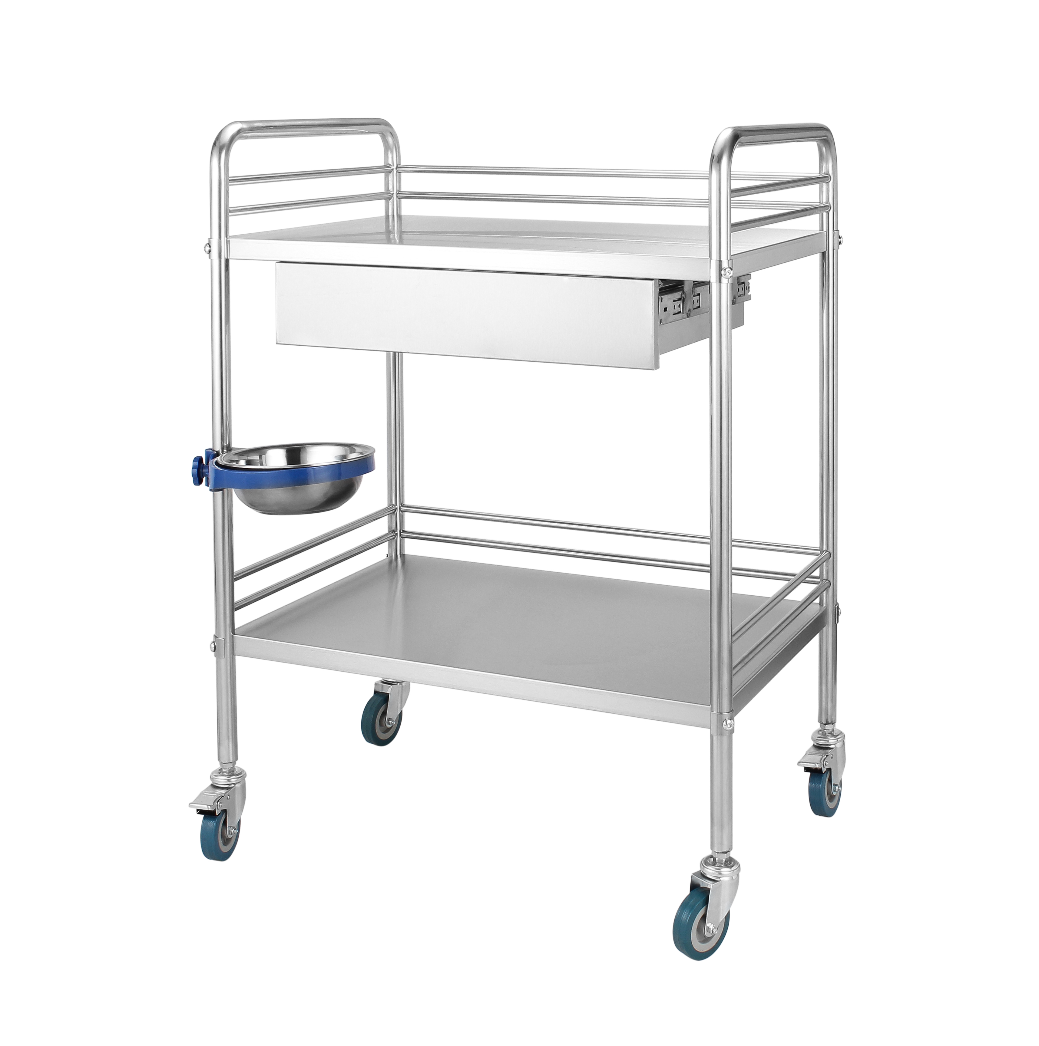 Stainless Steel Hospital Medical Cart Treatment Trolley with Drawer