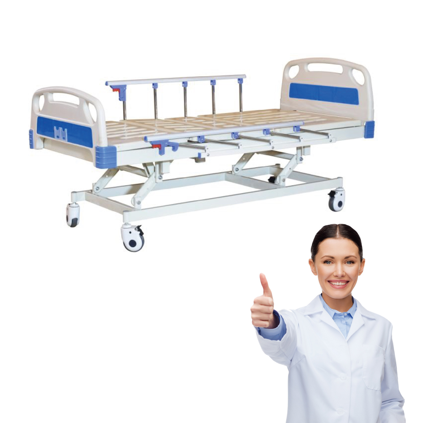 Transfer Hospital Patient Medical Stretcher Bed With Central Locking