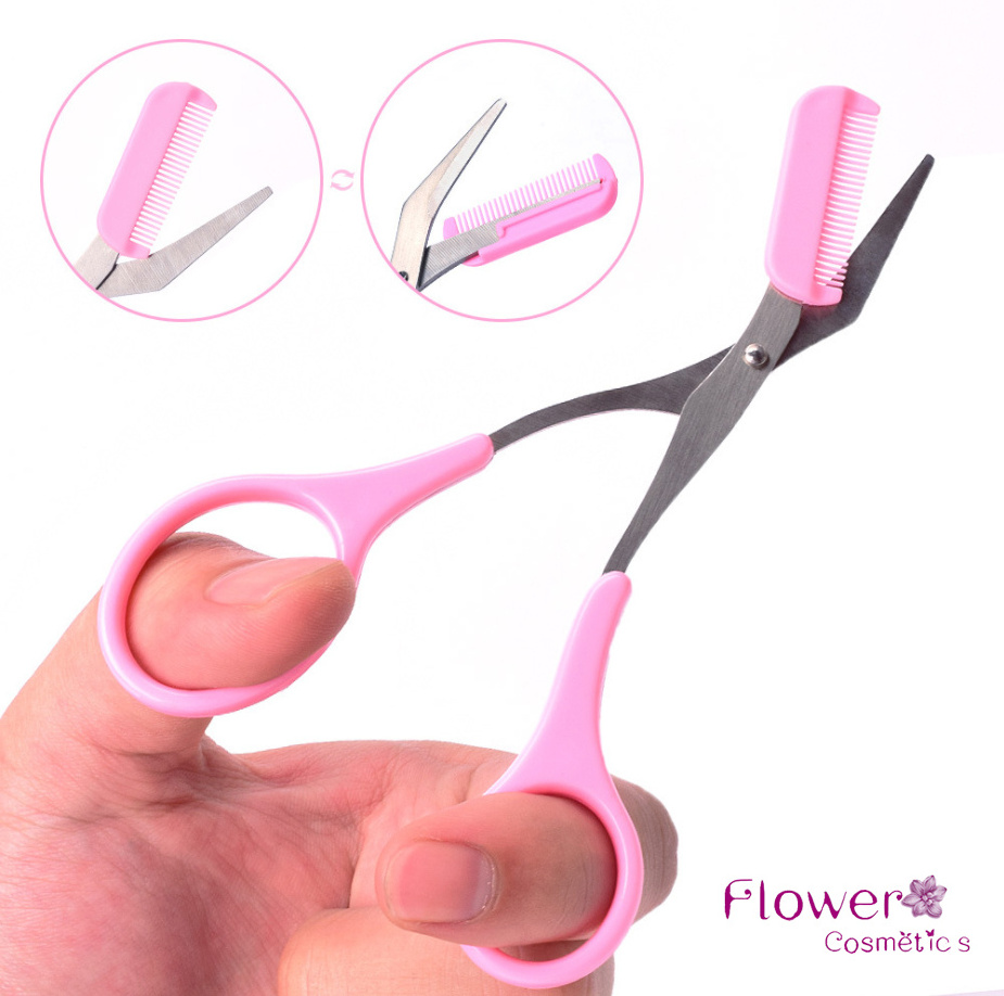 Hair Grooming Remover Eyebrow Trimmer Stainless Eyebrow Comb with Scissor