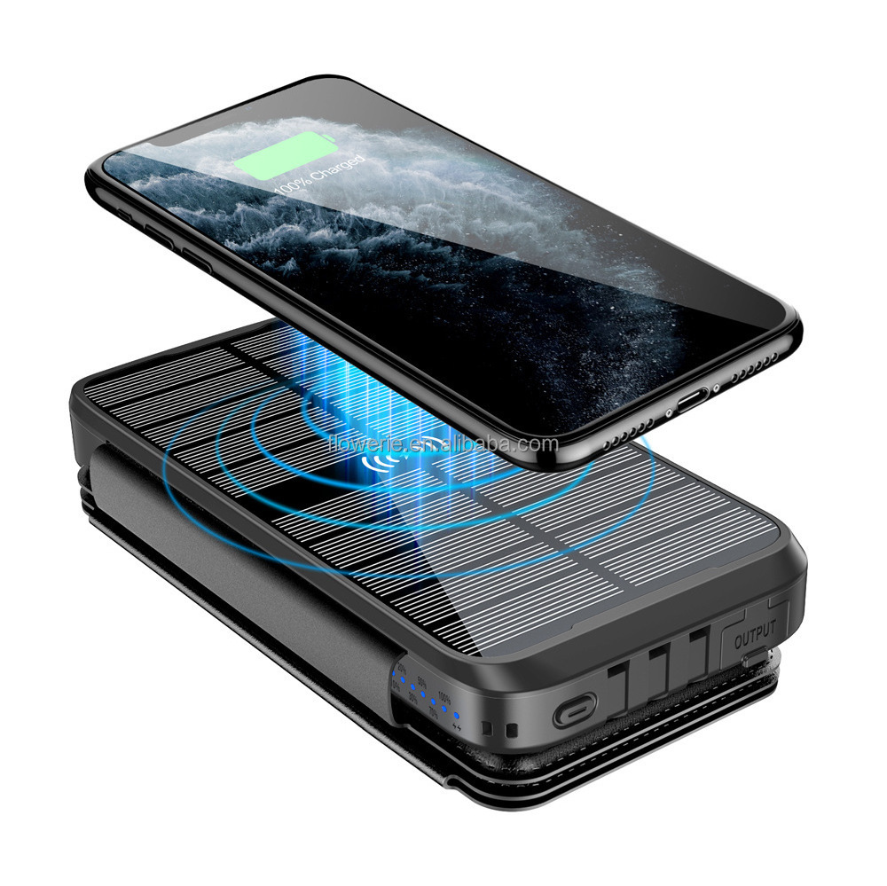 Waterproof 20000mah qc3.0  External Battery Pack Type C Input Output Dual Super Bright Flash portable solar charger power bank